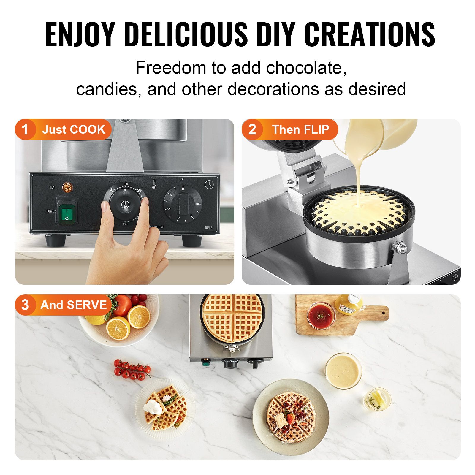 Ticari Waffle Makinesi, 1230W  - Waffle Iron Belgian incelemesi ve fiyatı